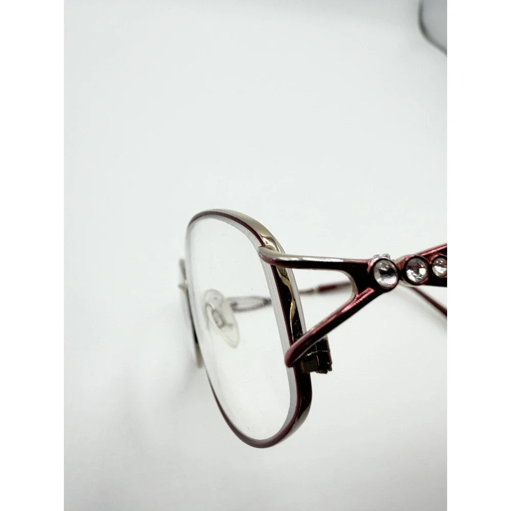 Sophia Loren M190 Red Full Rim Eyeglasses Frames Only 55-17-135 Rhinestone Oval